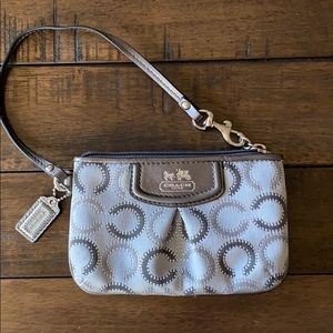 Coach Signature Madison Dotted Wristlet Silver